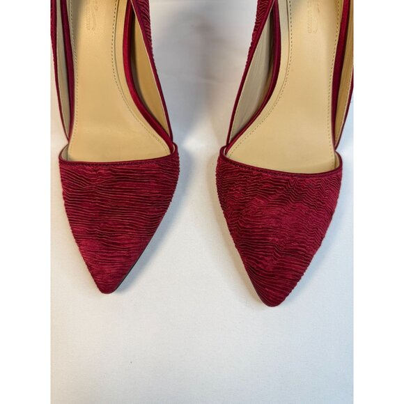 Imagine Vince Camuto Ossie Women Size 7 Slate Red Wine Pleated Fabric Stiletto - Picture 4 of 14